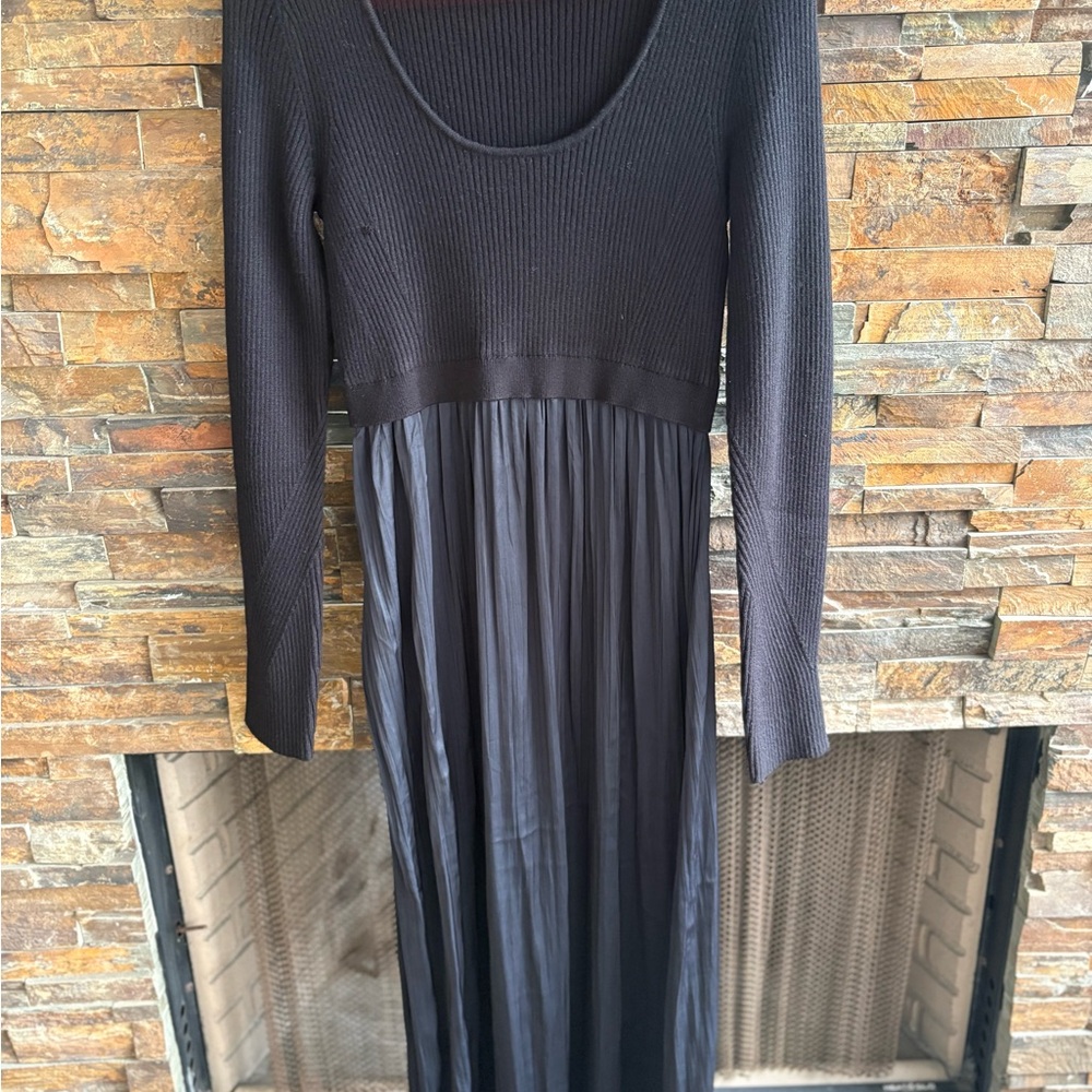 Anthropologie Elegant Black Long Sleeve Twofer Dress